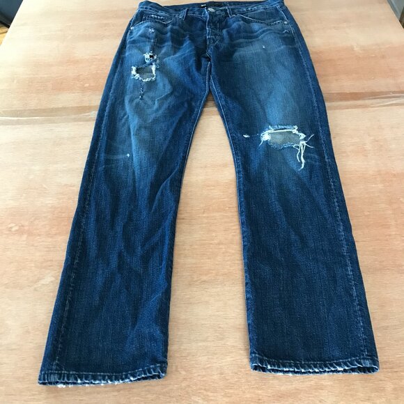 3x1 NYC Jeans Men 32x37 Blue Mid Rise Distressed Button Fly Medium Wash Stretch - Picture 1 of 12